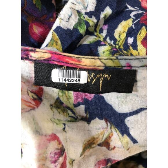 Petersyn Dallas Top Floral Long Puff Sleeve Peplum 100% Cotton Multicolor Size L - Picture 7 of 10